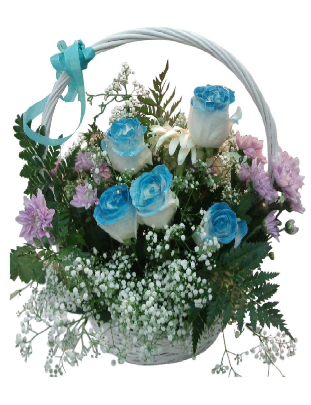 cesta de rosas azules